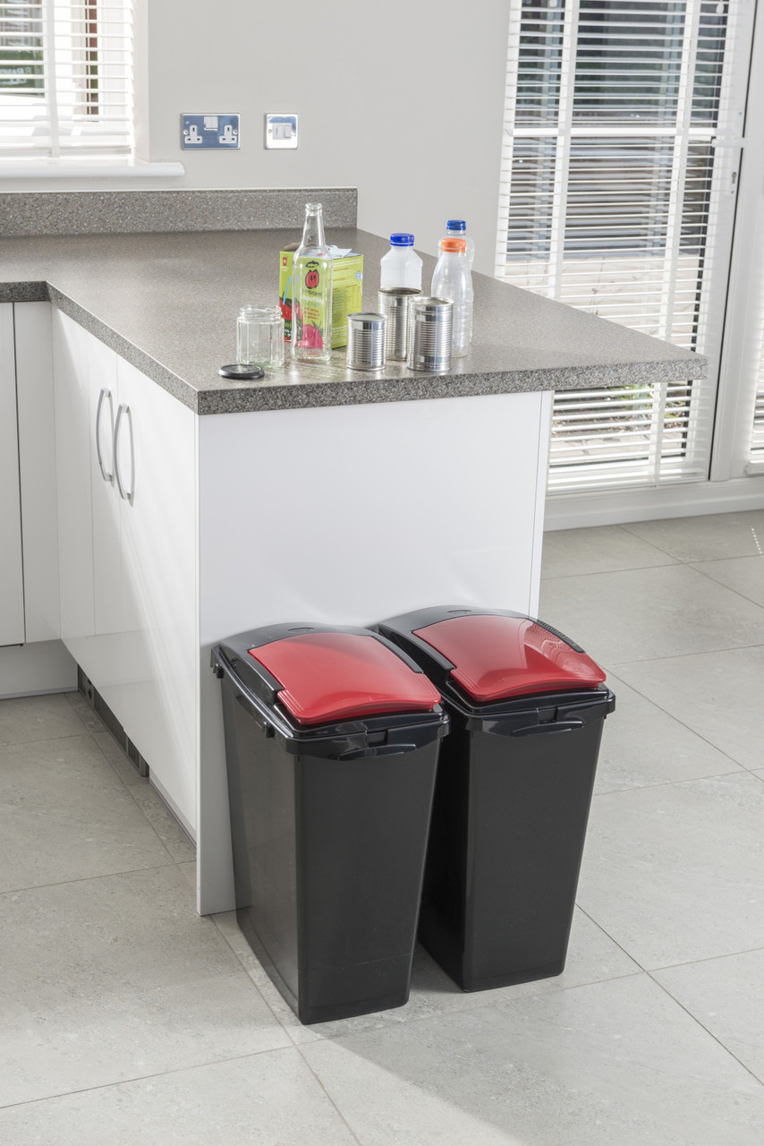 517618 - Addis Recycling Bin Lid - 40 Ltr - Red - Inter-locking clips facilitate the creation of multi-container hubs