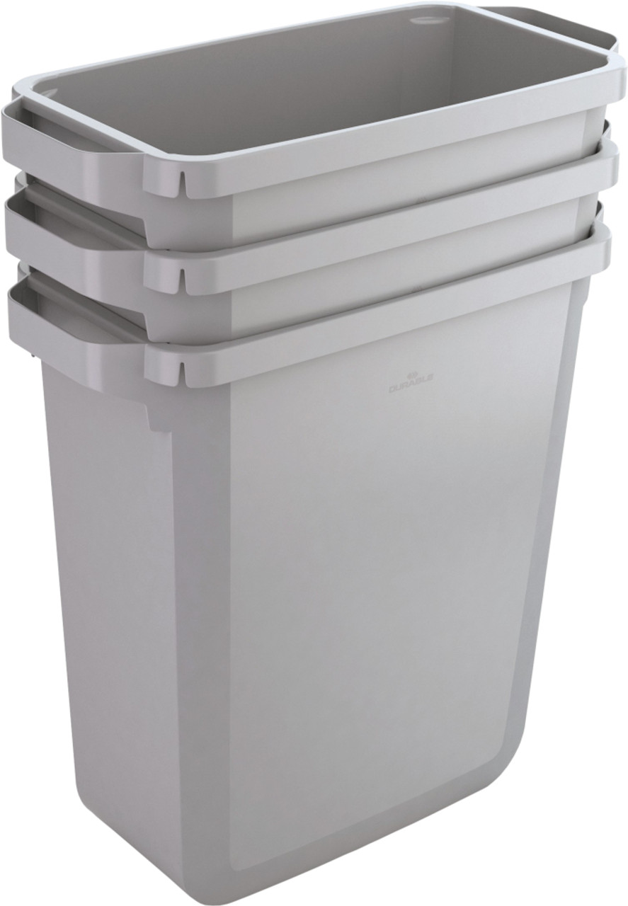 1800503050 - Three grey Durabin 60s stacked showing the benefit of the tapered design and space-efficient storage