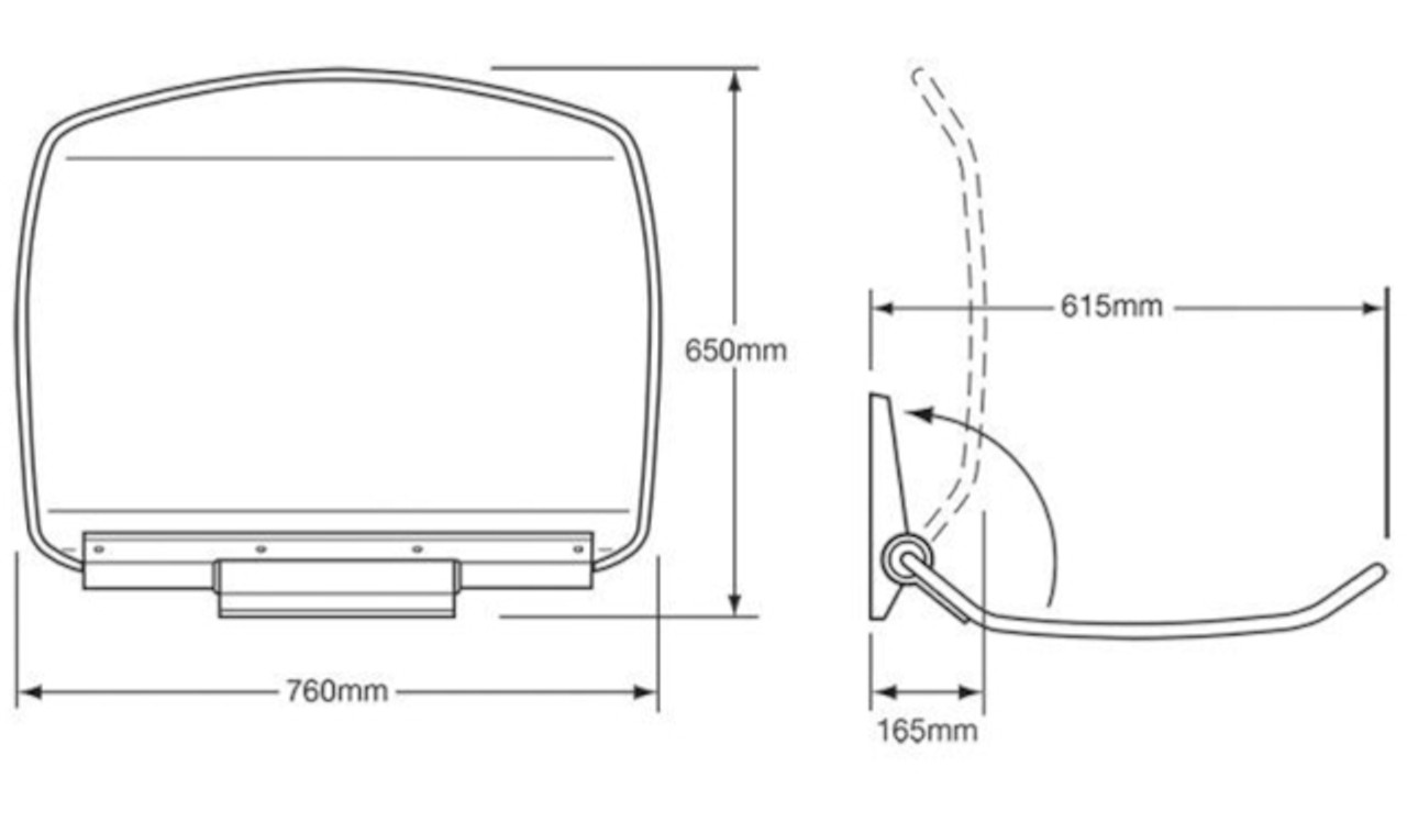 MC75 - Stainless steel baby changing unit technical drawing