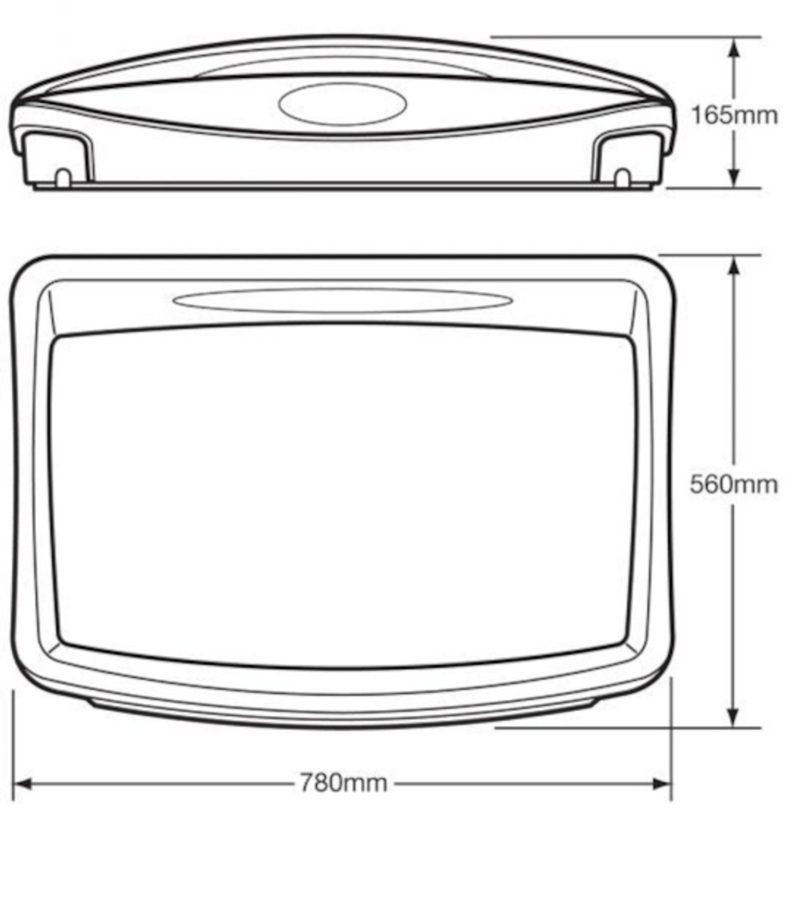 MT80OAT - Technical drawing of countertop baby changing unit