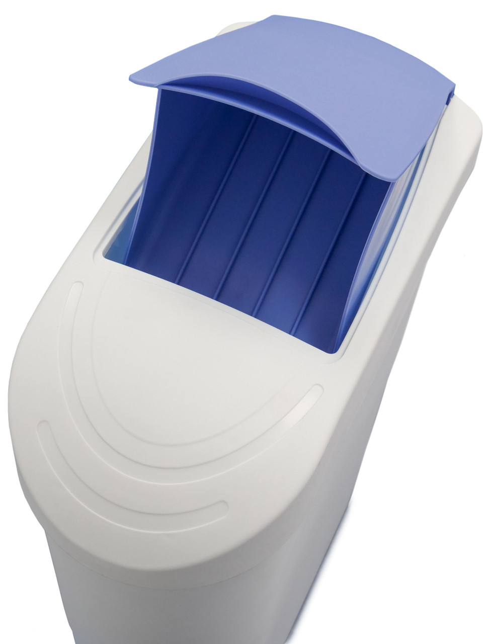 WR-FQ-1003 - Pedal Operated Sanitary Bin - 20 Ltr - White/Blue - Waste Chute Open