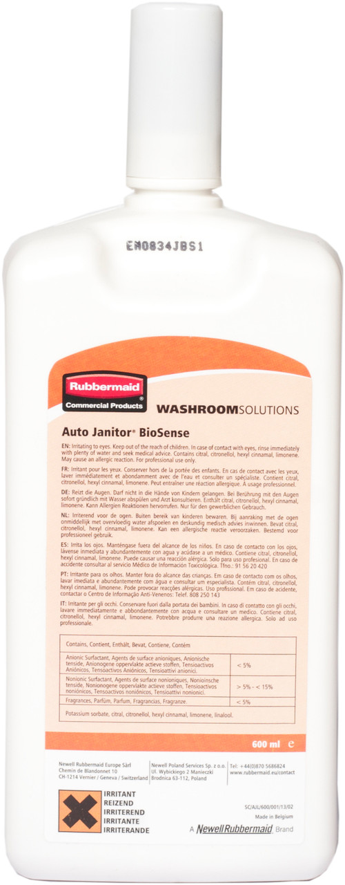 R0410804 - Rubbermaid AutoJanitor Refill - 600ml - BioSense with Mandarin Orange