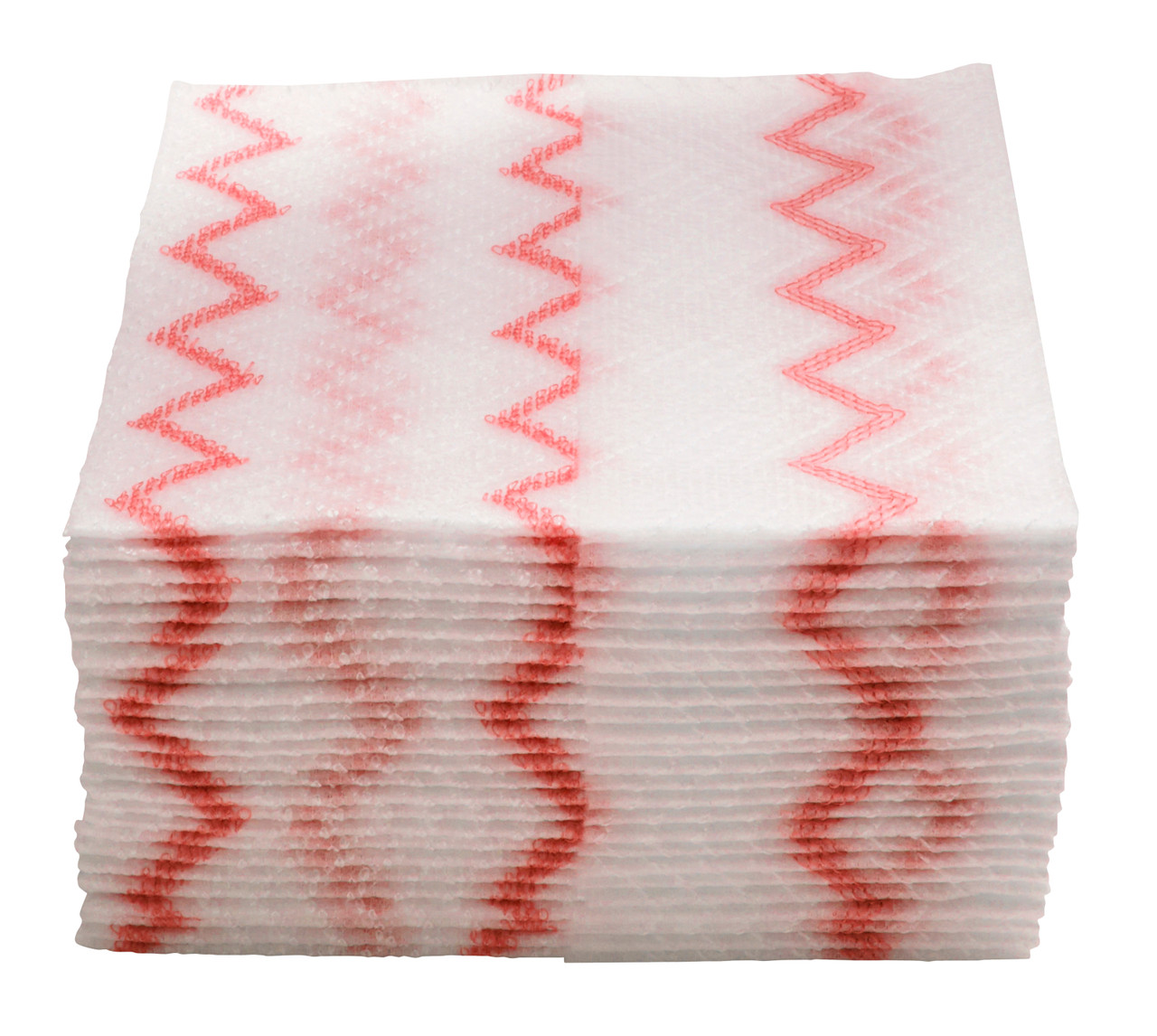 2135888 - Rubbermaid Disposable Microfibre Cloth - Red - Zig-zag scrubbing pattern capable of effectively removing dirt, debris, grime and stubborn stains