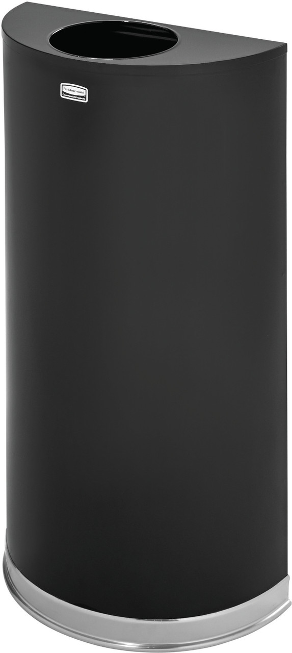 FGSO1220PLBK - Rubbermaid Half-Round Open Top Bin - 45 Ltr - Black/Chrome