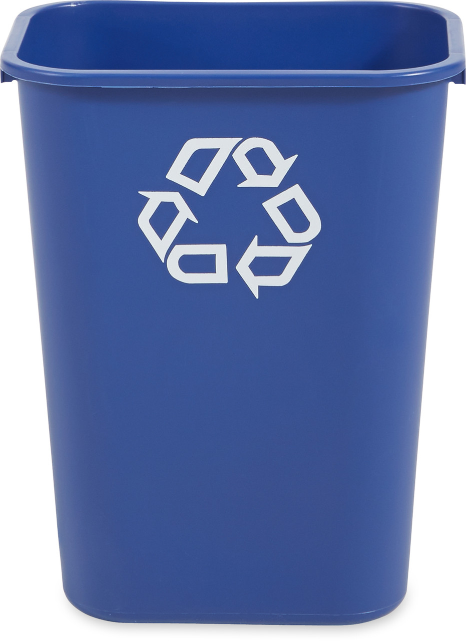 FG295773BLUE - Rubbermaid Rectangular Wastebasket with Recycling Logo - 39 Ltr - Blue