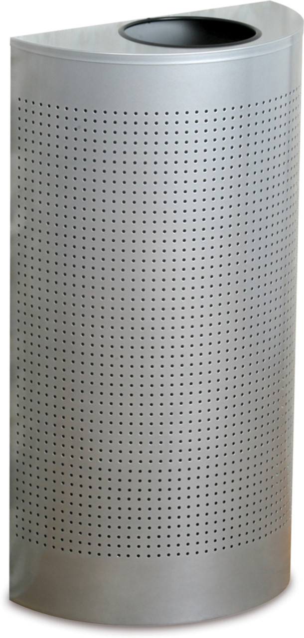 Rubbermaid Silhouettes Half-Round Open Top Bin - 45 Ltr - Perforated Steel - FGSH12EPLSM