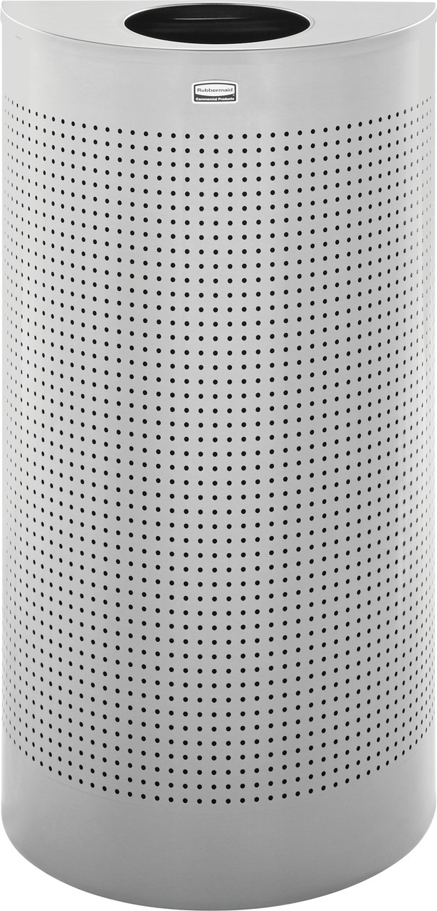 Rubbermaid Silhouettes Half-Round Open Top Bin - FGSH12EPLSM - 45 Ltr - Perforated Steel