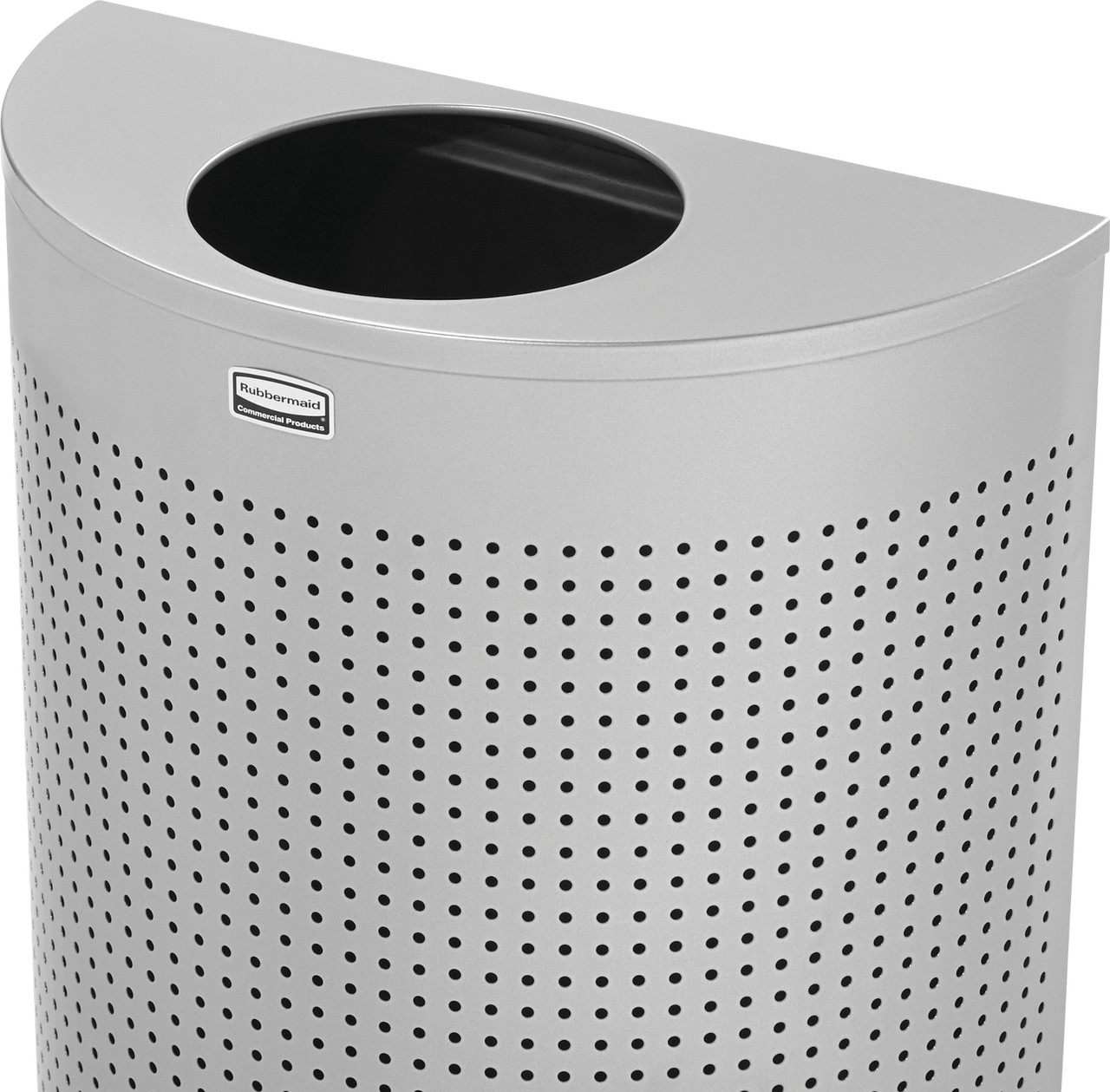 FGSH12EPLSM - Rubbermaid Silhouettes Half-Round Open Top Bin - 45 Ltr - Perforated Steel - Overhead
