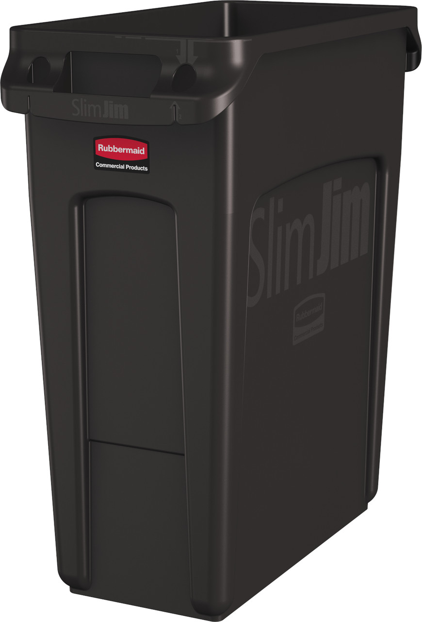 Rubbermaid Slim Jim with Venting Channels - 60 Ltr - Brown - 1956181