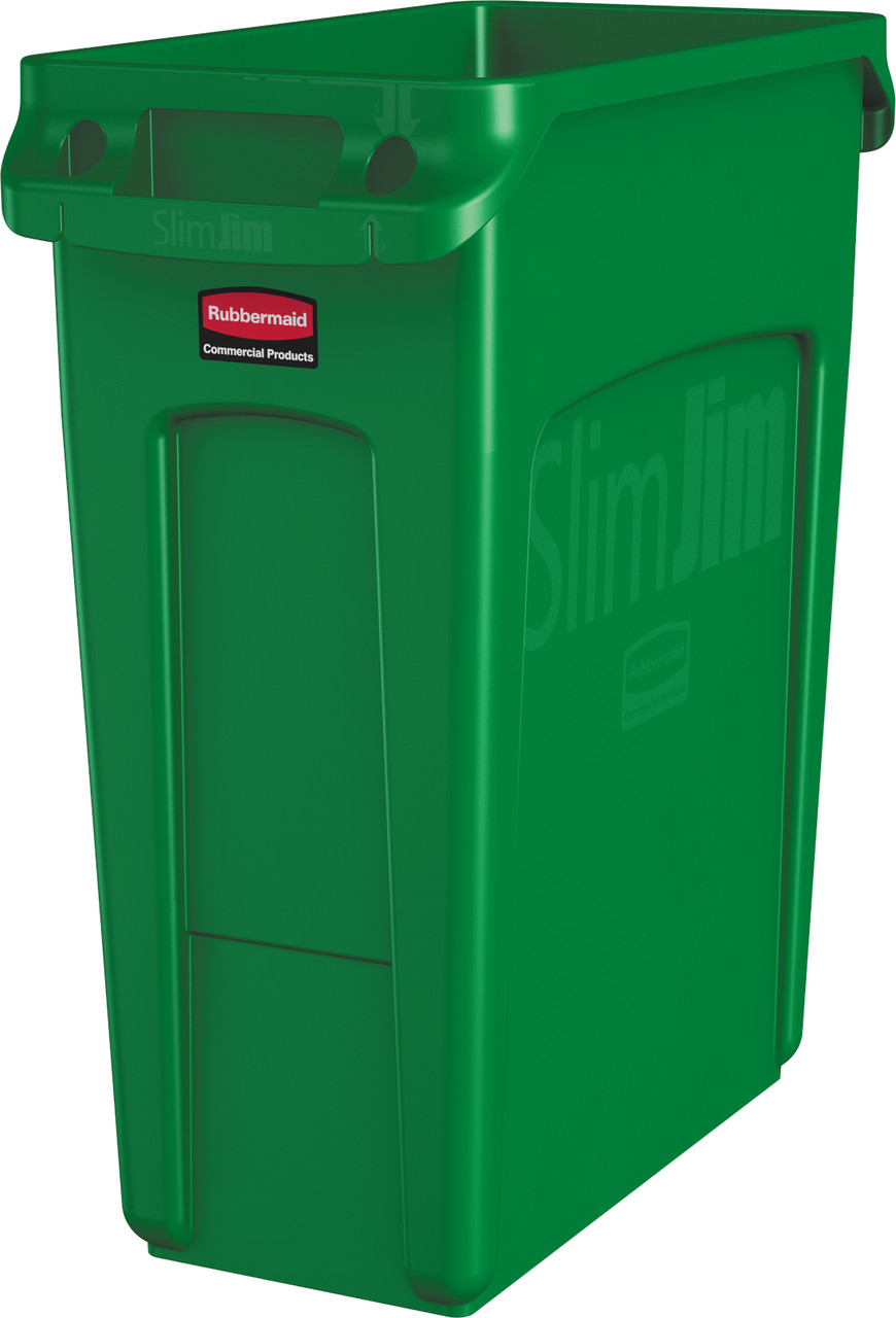 Rubbermaid Slim Jim with Venting Channels - 60 Ltr - Green - 1955960