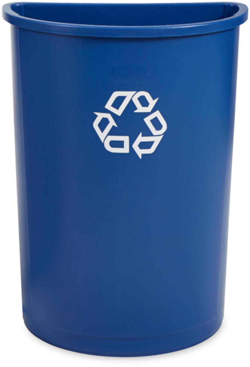Rubbermaid Untouchable Half-Round Recycling Bin - 79.5 Ltr - Blue - FG352073BLUE