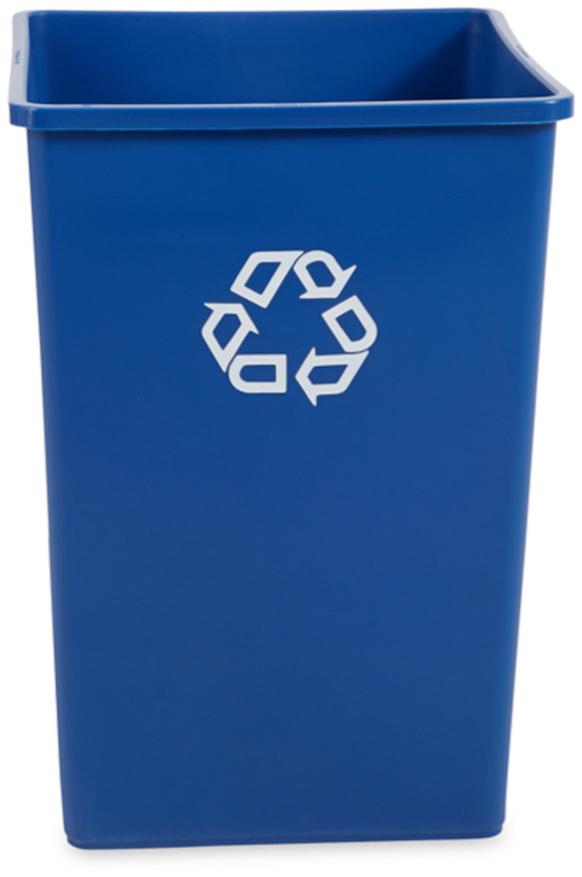 Rubbermaid Untouchable Square Recycling Container - 132.5 Ltr - Blue - FG395873BLUE