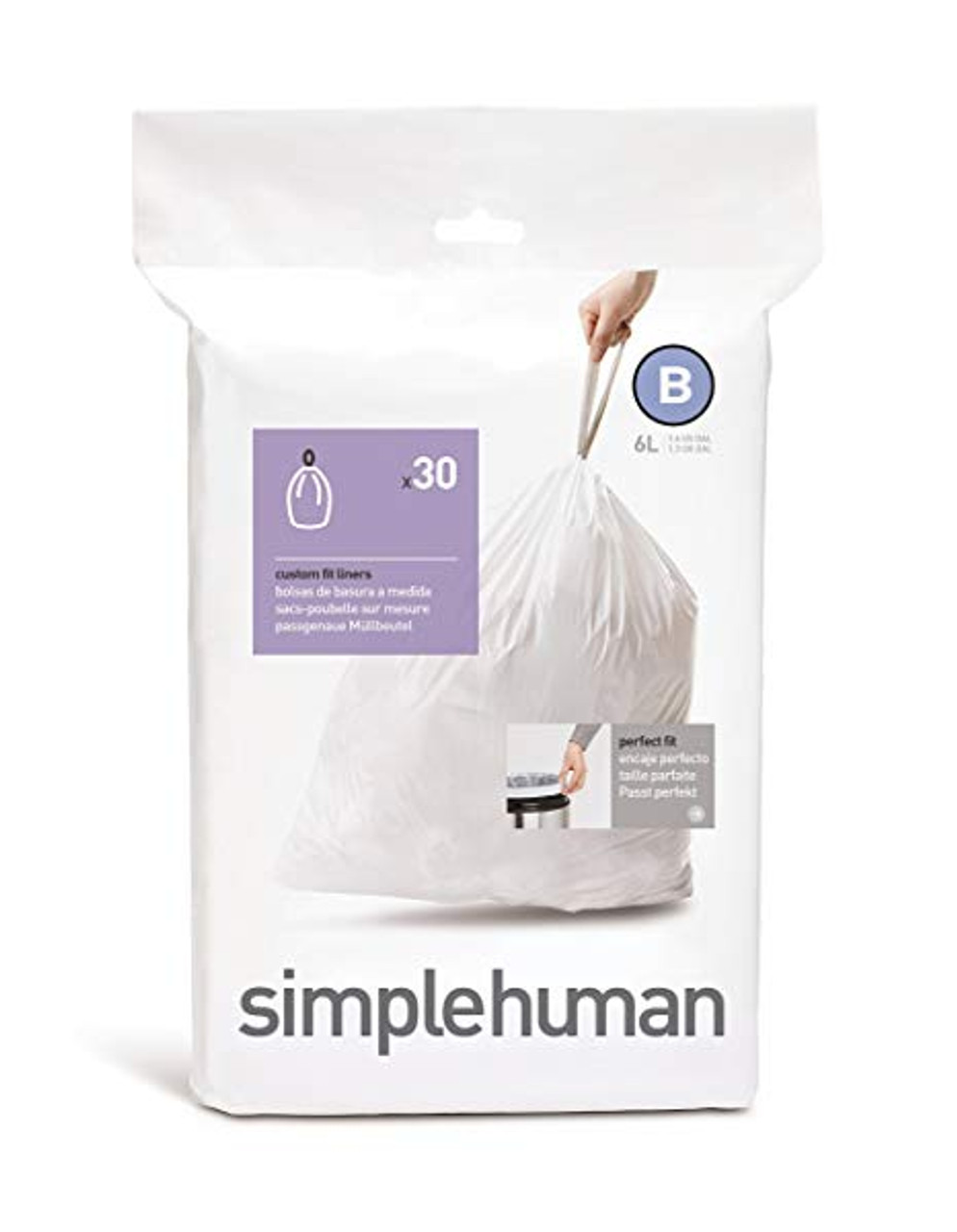 simplehuman Custom Fit Bin Liner Code B, Pack Of 30 - CW0161