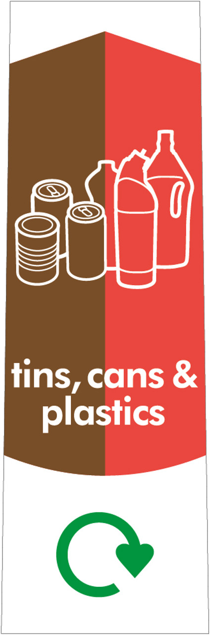 Slim Recycling Bin Sticker - Tins, Cans & Plastics - PC115TCP