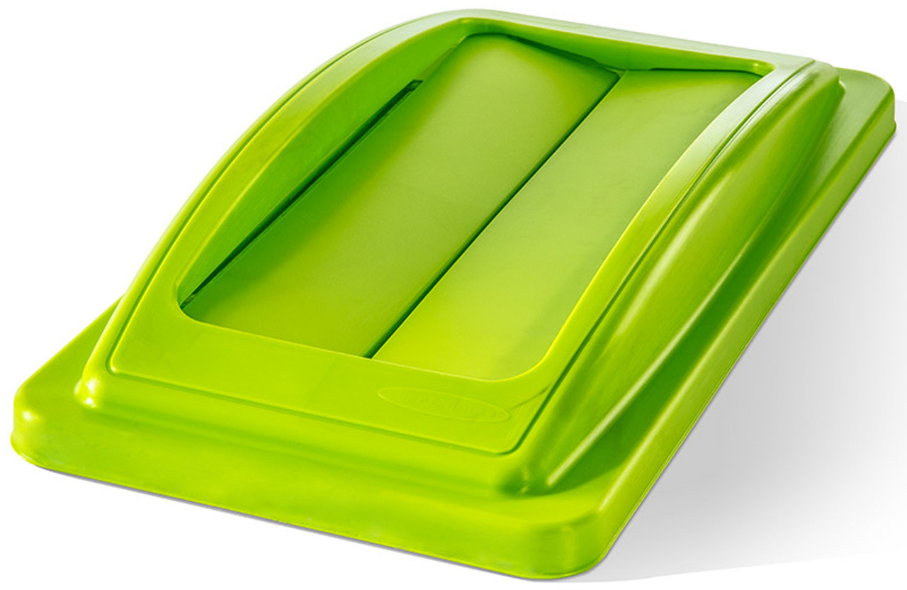 ESLIDSWINGGRN42 - Straight EcoSort Swing Lid - Lime Green - U.K. Manufactured polypropylene waste lid that is compatible with Rubbermaid Slim Jim containers