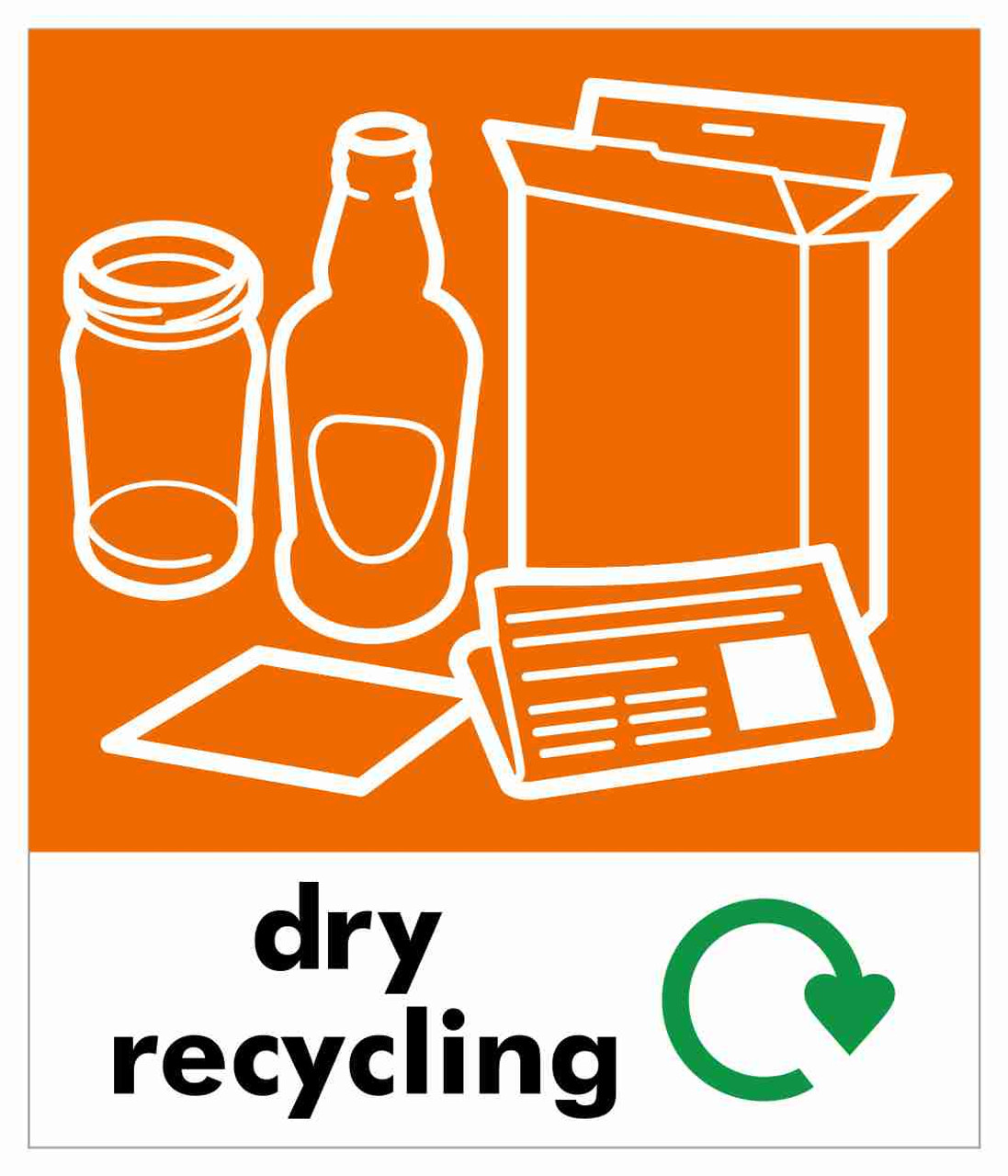 Small Recycling Bin Sticker - Dry Recycling - PC85DR