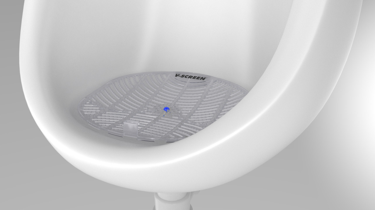 V-SCREEN BLUE - Vectair V-Screen® Blue - Cool Mint - Flexible EVA Construction Allows Urinal Screen to Mould to Shape of Urinals for an Effective Fit