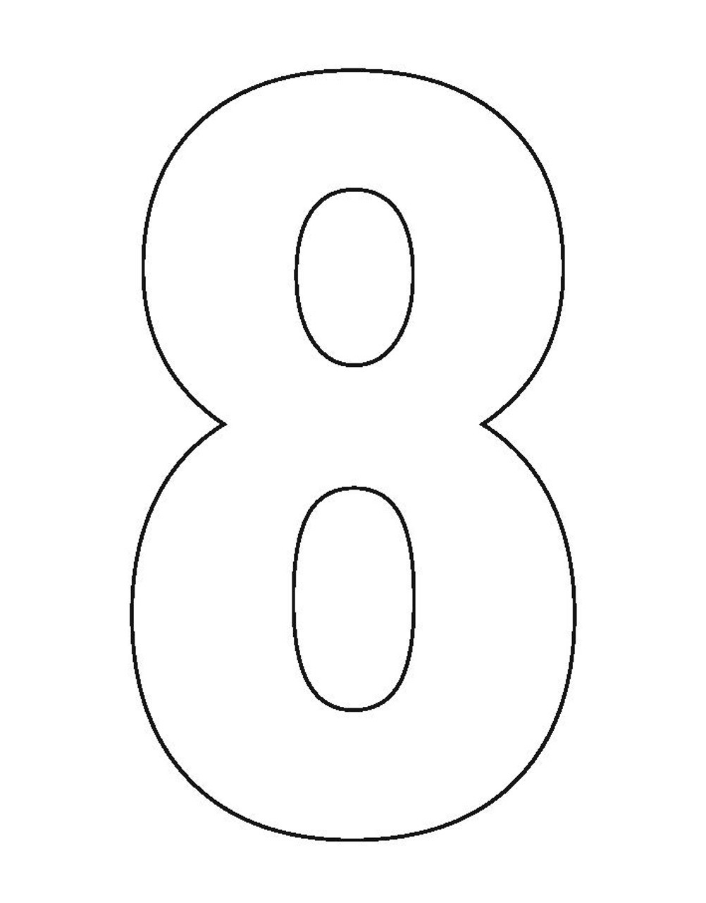 PCNUM08 - A generously sized white sticker of the number 8
