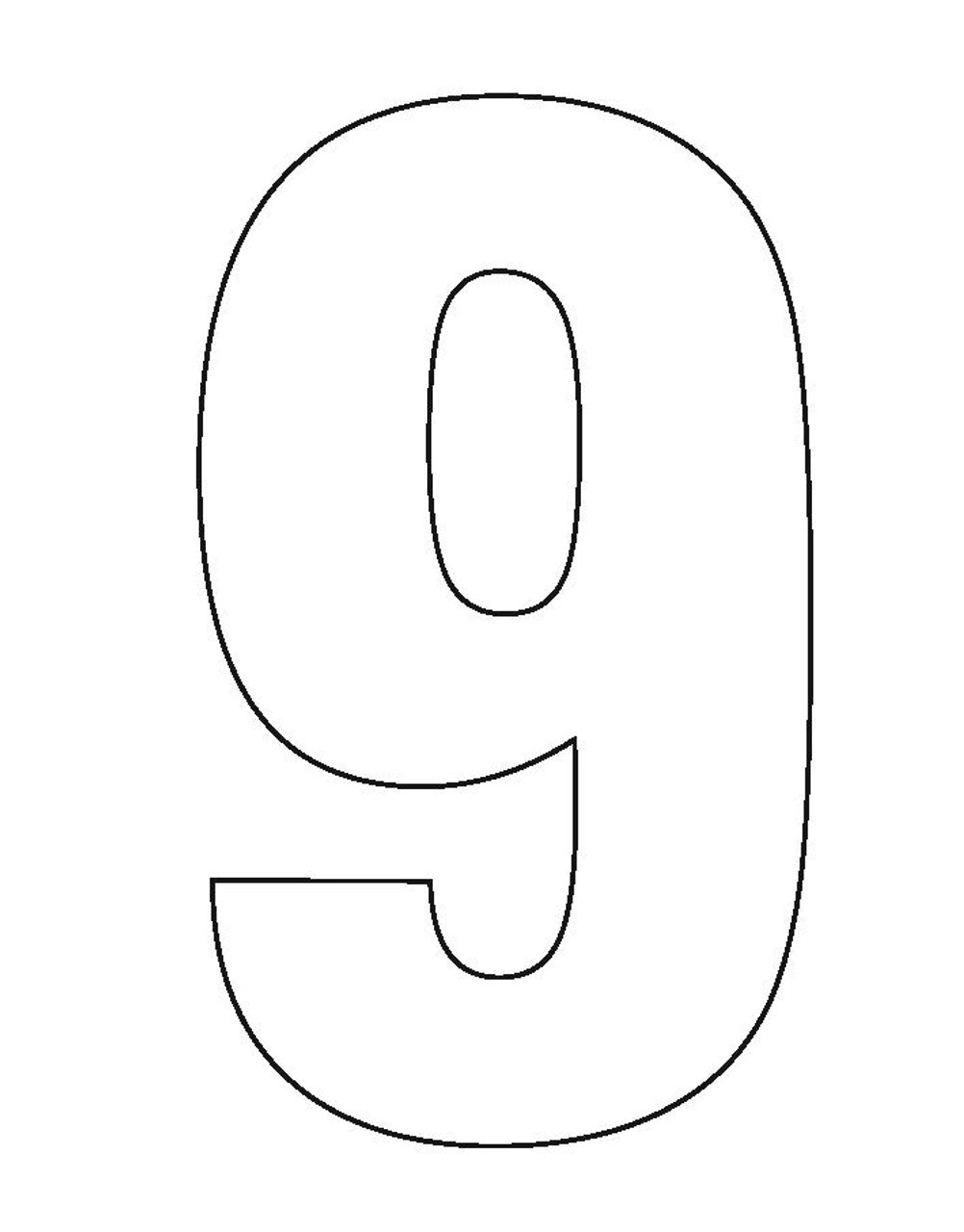 PCNUM09 - A generously sized white sticker of the number 9