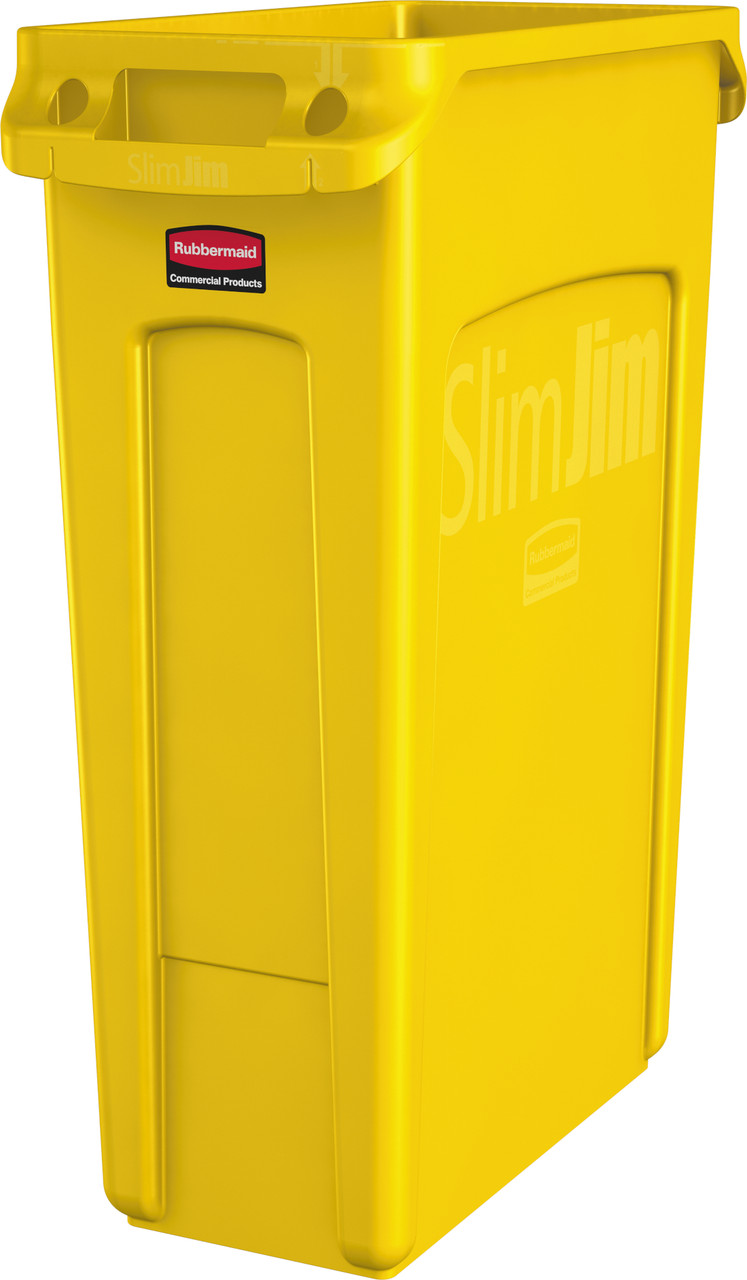 Rubbermaid Slim Jim with Venting Channels - 87 Ltr - Yellow - 1956188