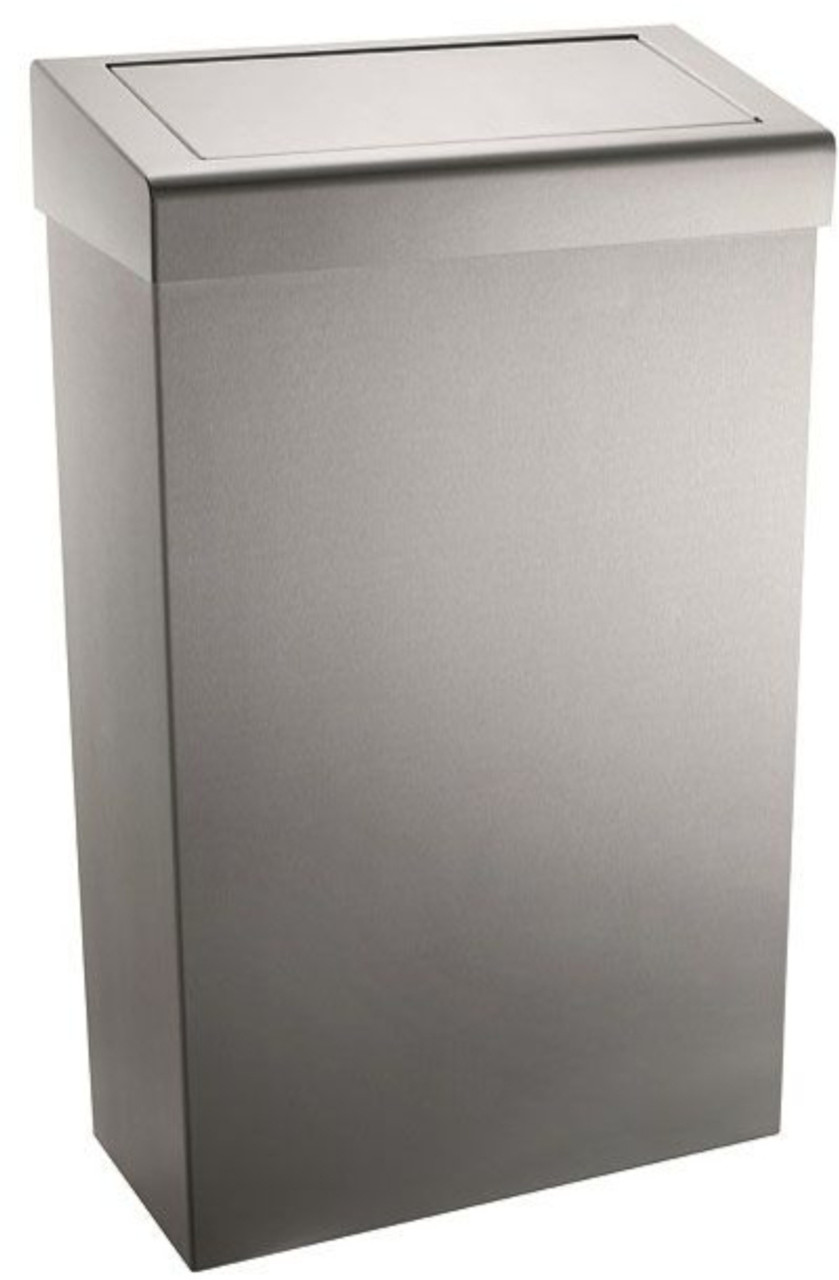 Metal Waste Bin with Flap Lid - 30 Ltr - Brushed Stainless Steel - WR-PL73MBS