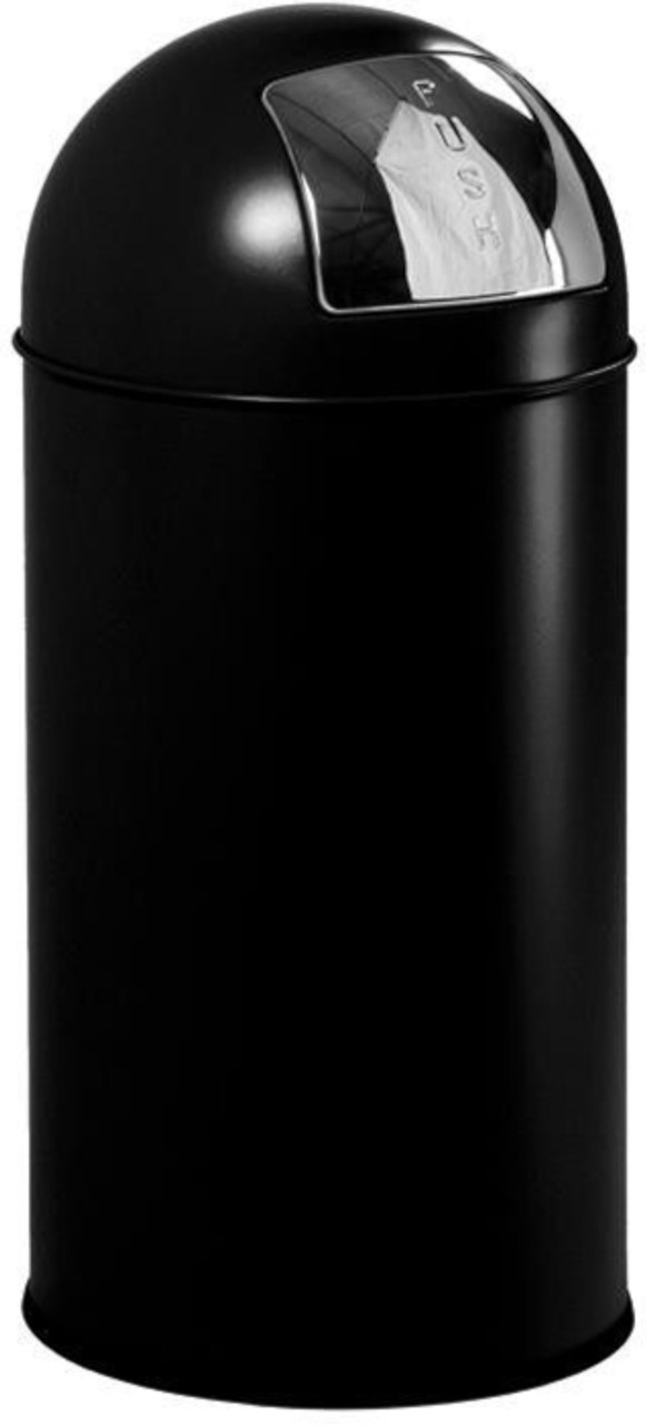 Round Steel Push Bin - 40 Ltr - Black - PUSHBIN/BLK