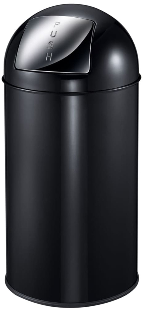 PUSHBIN/BLK - Round Steel Push Bin - 40 Ltr - Black