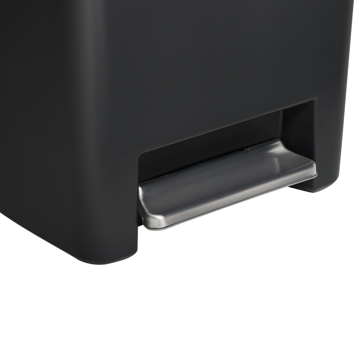Rubbermaid 2120984 - Premier Series II Pedal Bin - 46 Ltr - Charcoal - Close-Up of Stainless Steel Pedal