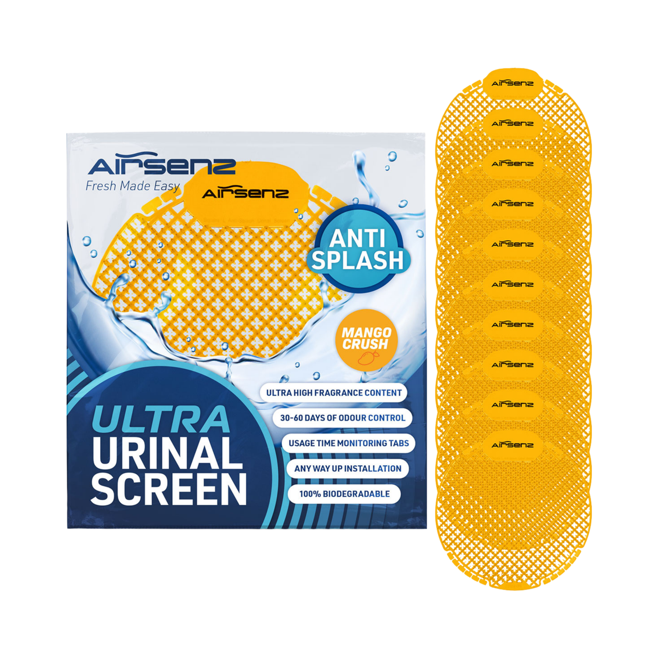 Airsenz Ultra Urinal Screen - Mango Crush - Pack of 10