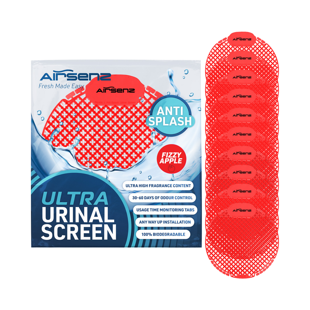 Airsenz Ultra Urinal Screen - Fizzy Apple - Pack of 10