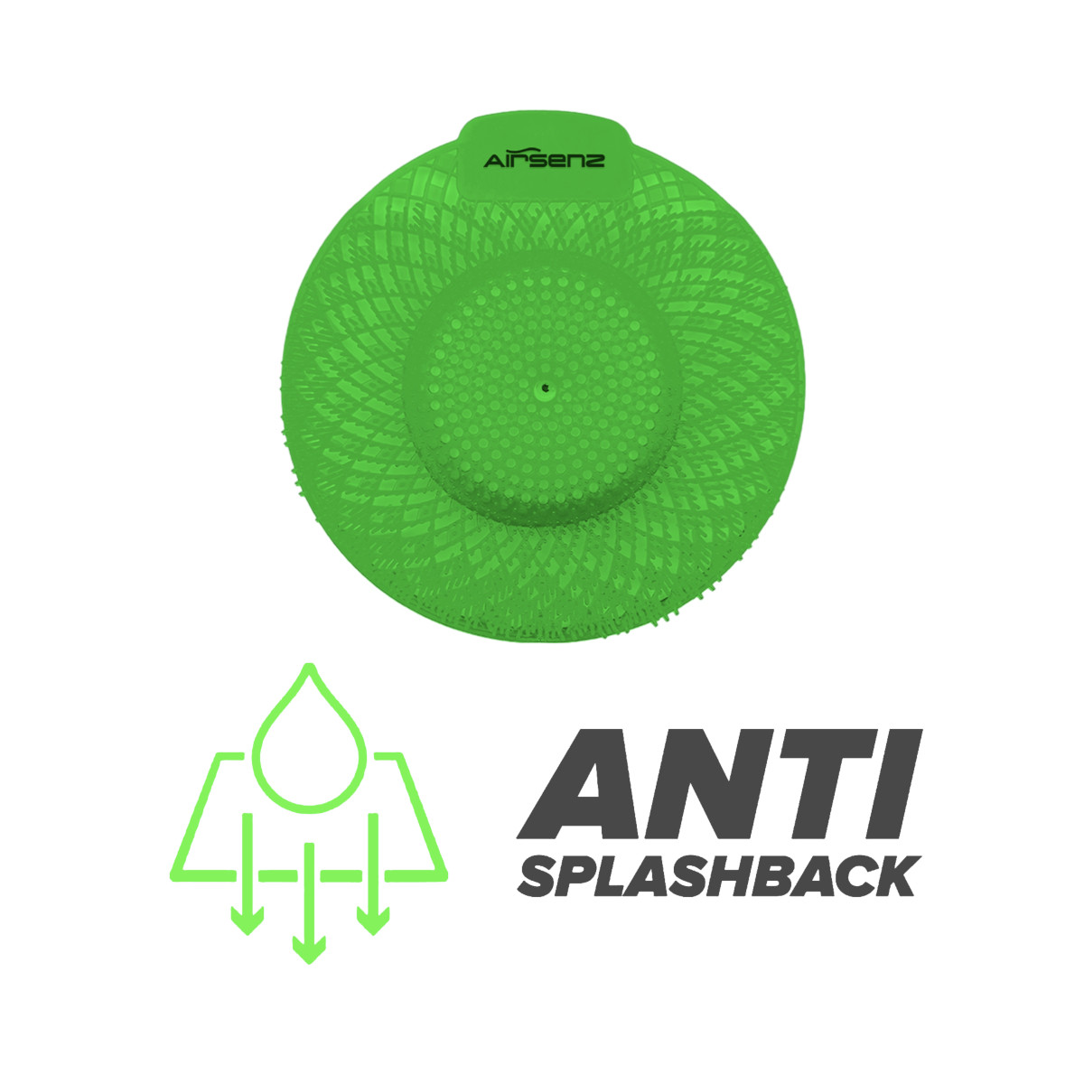 Swirl Bio-Enzymatic Urinal Screens by Airsenz are Anti-Splashback