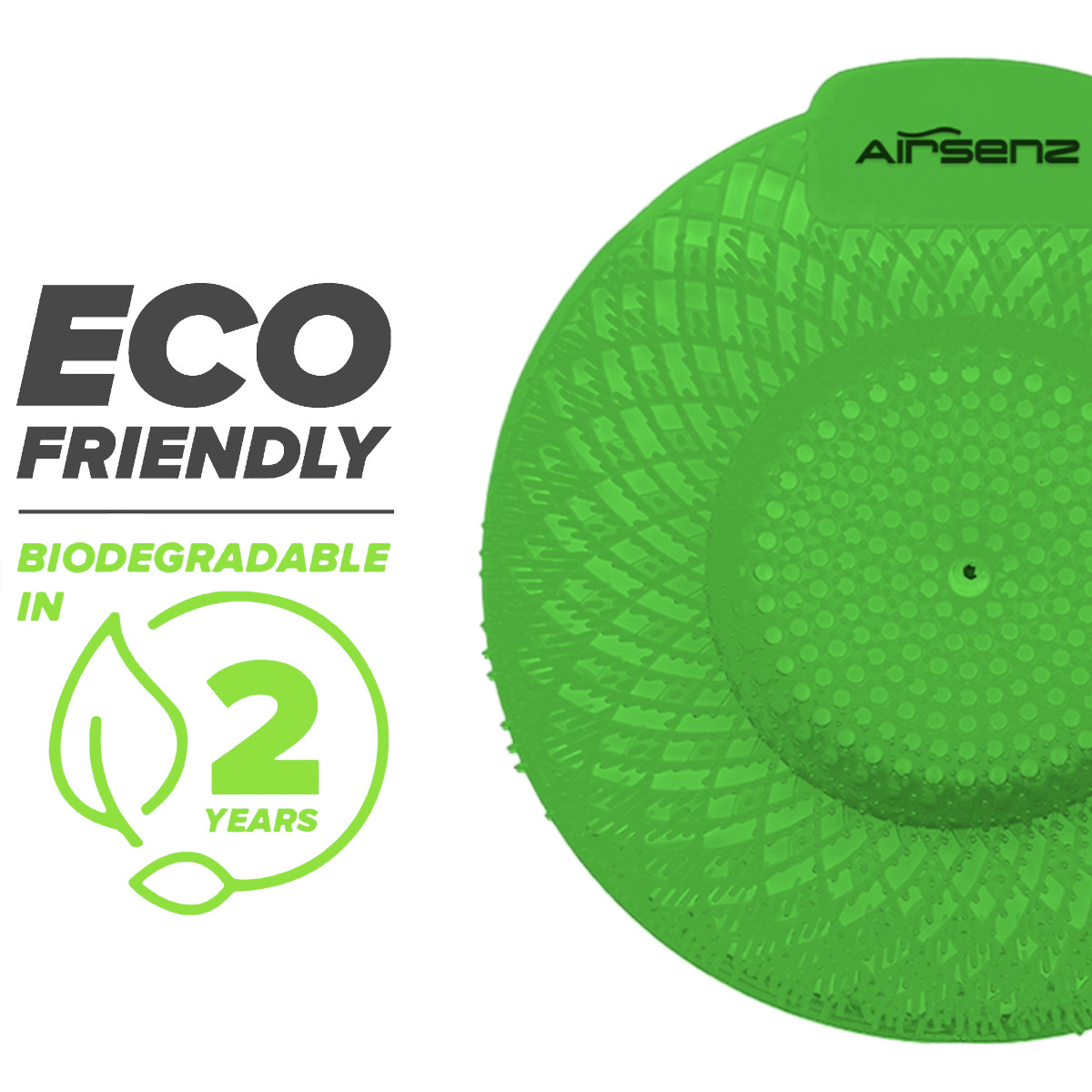 Swirl Bio-Enzymatic Urinal Screens by Airsenz are Fully Degradable Within 2-Years