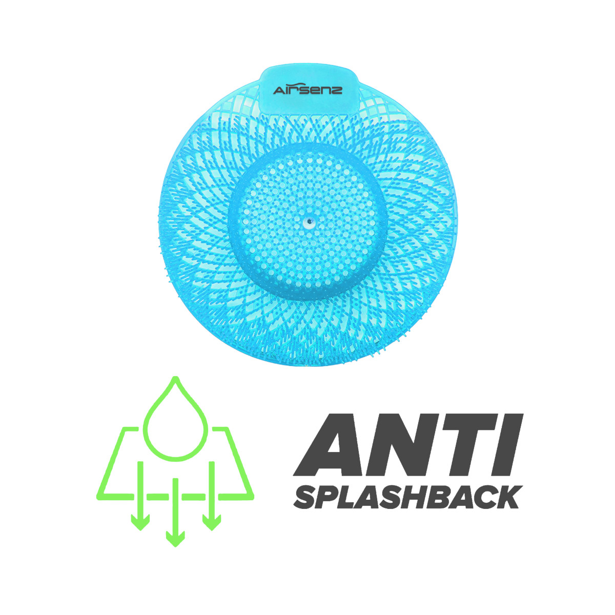 Swirl Bio-Enzymatic Urinal Screens by Airsenz are Anti-Splashback