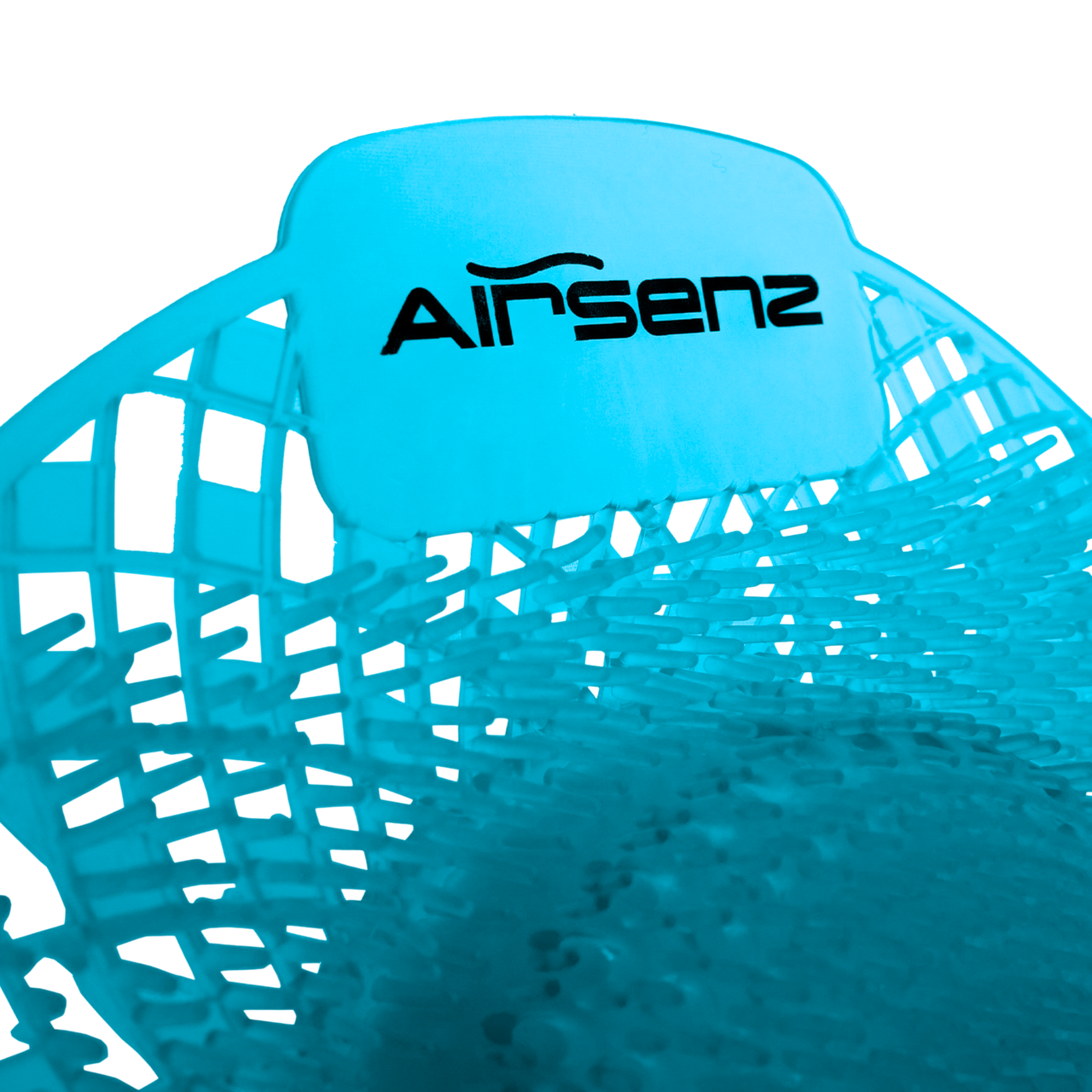 Close-up of Airsenz Urinal Screen Branding at Top of Item