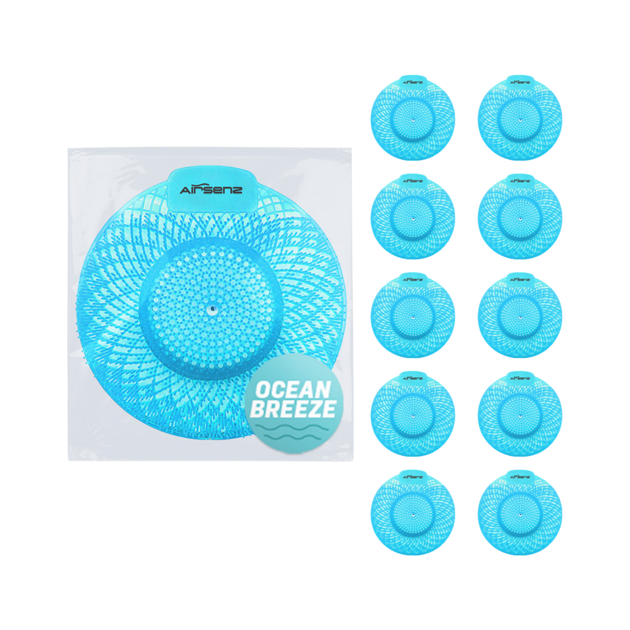 Swirl Bio-Enzymatic Urinal Screen - Ocean Breeze - Pack of 10 by Airsenz
