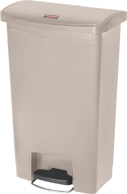 Rubbermaid Slim Jim Front Step Pedal Bin - 50 Ltr - Beige - 1883458 Rubbermaid Slim Jim Front Step Pedal Bin - 50 Ltr - Beige - 1883458