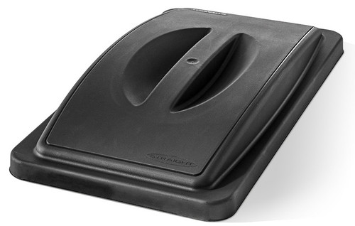 ESLGBLACK01 - Straight Ecosort Handle Lid - Black - U.K. Manufactured polypropylene waste lid that is compatible with Rubbermaid Slim Jim containers