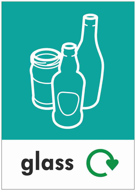 A4 Recycling Bin Sticker - Glass - PCA4G