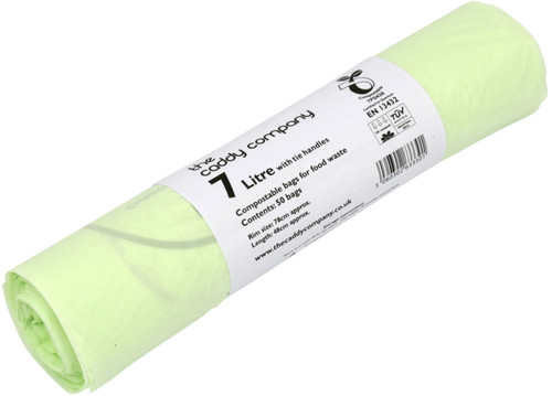 Caddy Company Tie-Handle Compostable Kitchen Caddy Bags - 7 Ltr - CC7TH