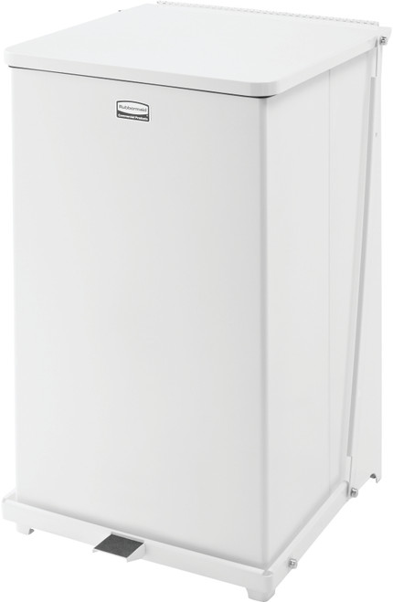 Rubbermaid Defender Square Pedal Bin with Plastic Liner - 95 Ltr - White - FGST40EPLWH Rubbermaid Defender Square Pedal Bin with Plastic Liner - 95 Ltr - White - FGST40EPLWH