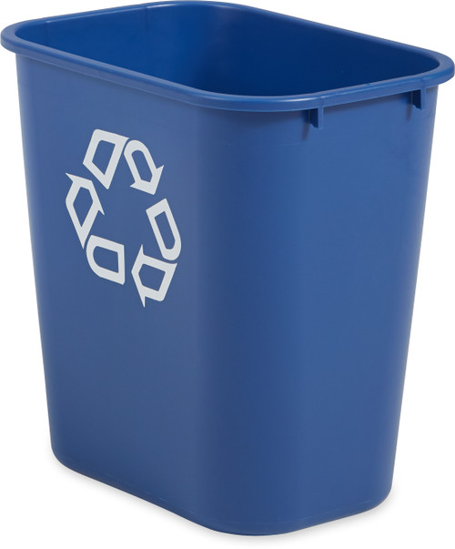Rubbermaid Rectangular Wastebasket with Recycling Logo - 26.6 Ltr - Blue - FG295673BLUE Rubbermaid Rectangular Wastebasket with Recycling Logo - 26.6 Ltr - Blue - FG295673BLUE