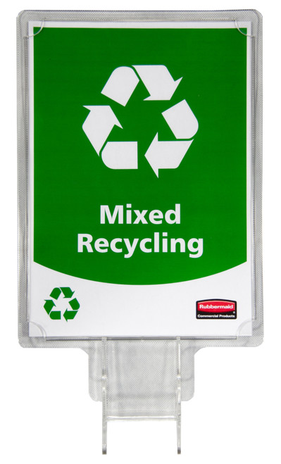 Rubbermaid Slim Jim Recycling Sign Holder - 1898335 Rubbermaid Slim Jim Recycling Sign Holder - 1898335