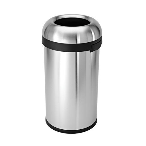 simplehuman Bullet Open Bin 60 Litre, Brushed Steel - CW1407