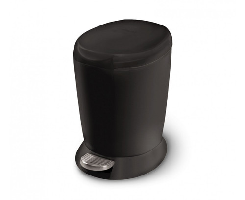 simplehuman Round Plastic Pedal Bin 6 Litre, Black - CW1319
