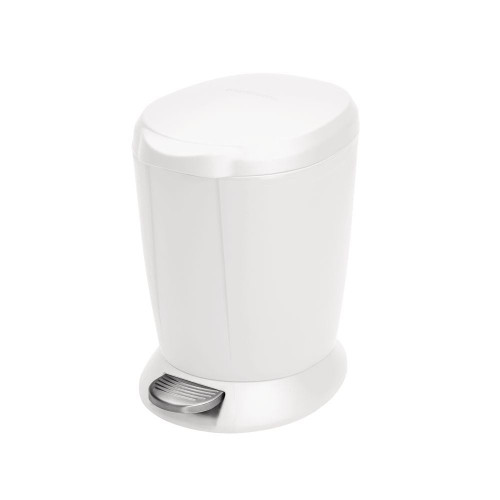 simplehuman Round Plastic Pedal Bin 6 Litre, White - CW1318