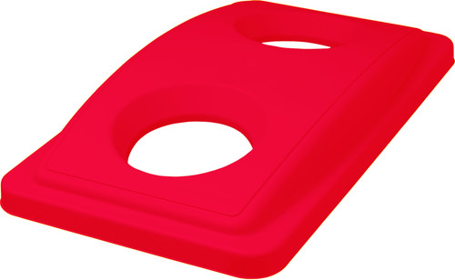 ESLIDROUNDRED10 - Straight EcoSort Recycling Lid - Dual Hole - Durable waste and recycling lid that is compatible with Rubbermaid's range of Slim Jim containers