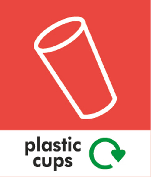 Small Recycling Bin Sticker - Plastic Cups - PC85CU Small Recycling Bin Sticker - Plastic Cups - PC85CU