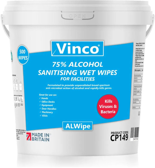 Vinco-ALWipe Facilities Alcohol Wipe - 500 Wipes - CP149 Vinco-ALWipe Facilities Alcohol Wipe - 500 Wipes - CP149