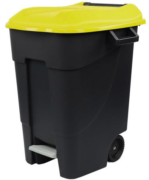 Wheeled Pedal Bin - 100 Ltr - Black/Yellow - 421013 Wheeled Pedal Bin - 100 Ltr - Black/Yellow - 421013