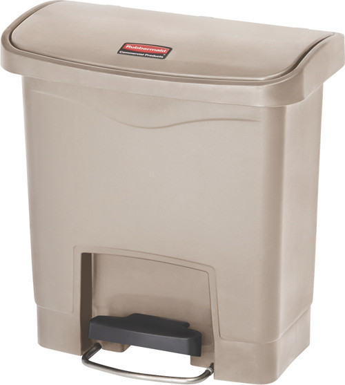 Rubbermaid Slim Jim Front Step Pedal Bin - 15 Ltr - Beige - 1883455 Rubbermaid Slim Jim Front Step Pedal Bin - 15 Ltr - Beige - 1883455